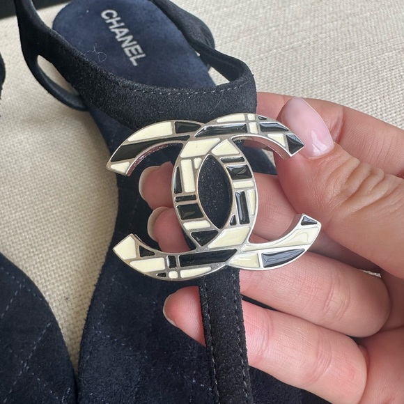 Navy Blue Chanel Sandals - Size 36 - Picture 3 of 5